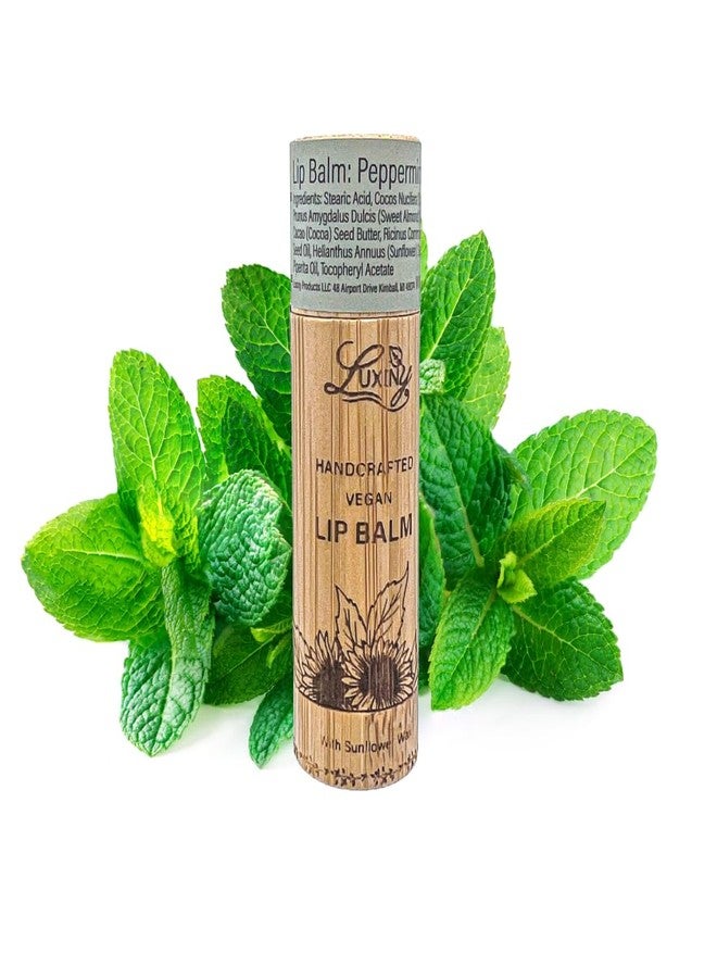 Luxiny Lip Balm in a Bamboo Tube, Vegan Natural Moisturizing, with Sunflower Wax and Vitamin E (Peppermint) - Image 1